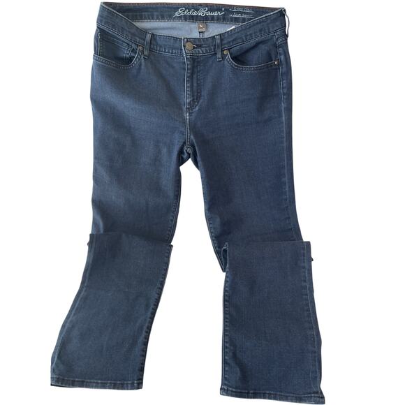 Eddie Bauer Jeans Women’s 12 Blue Slightly Curvy Slim Straight - Picture 1 of 4